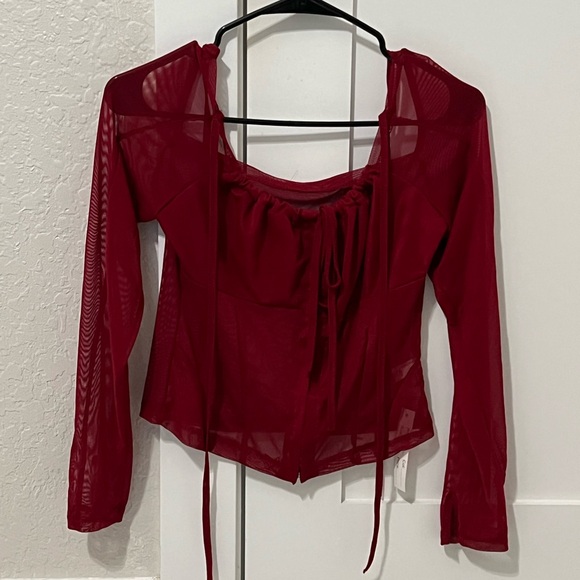 (SOLD) Red Stretchy Netting Long Sleeved Corset
Y2K Mesh Lace Top - Picture 3 of 4